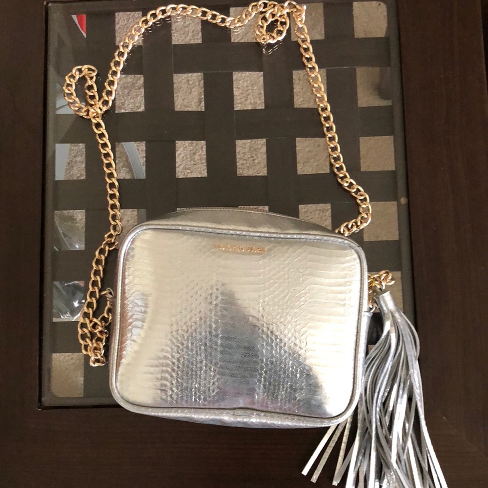 Victoria Secret Silver purse with metal strap! **